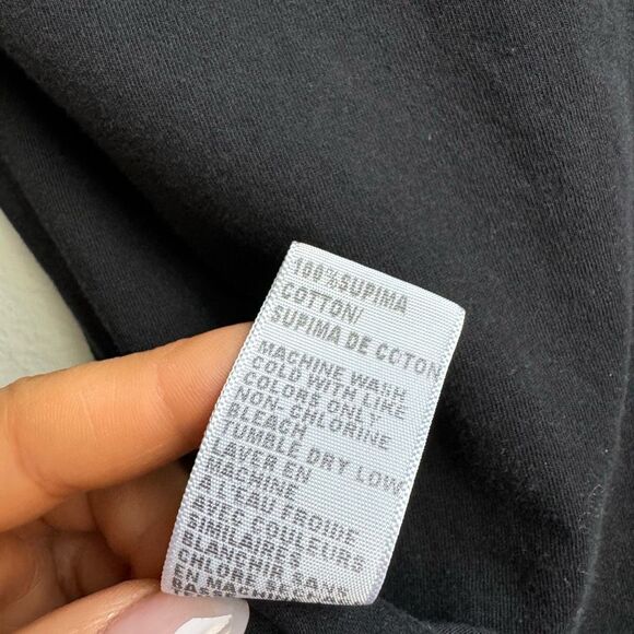 ✨$5/$25 james perse 100% supima cotton bracelet sleeve black v neck size 0 XS - Picture 7 of 7